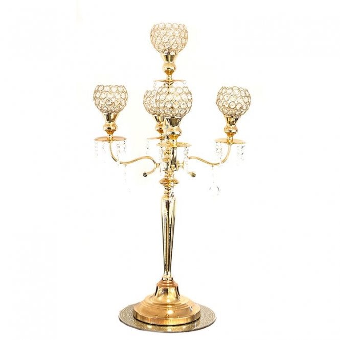 Goblet Candelabra 5 Arm Gold