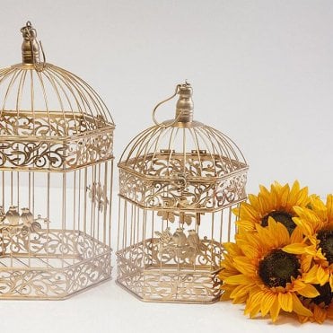 Gold Birdcage Hexagon Set Of 2