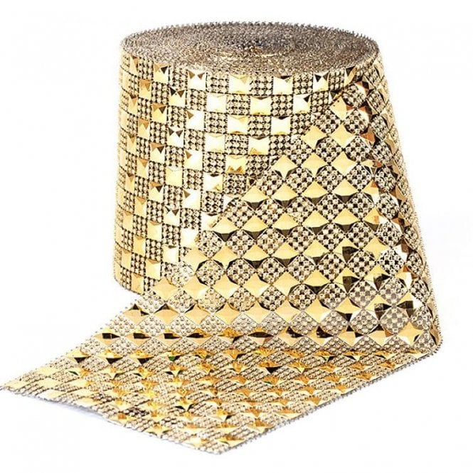 Gold Chrome Square Mesh Roll 12 Lines