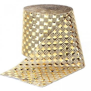 Gold Chrome Square Mesh Roll 12 Lines