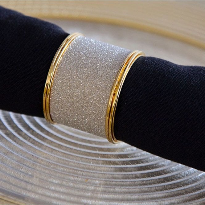 Gold Metal Glitter Napkin Rings