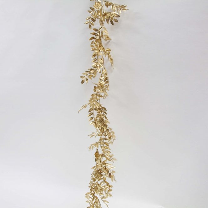 Gold Rattan Leaf Garland 180cm