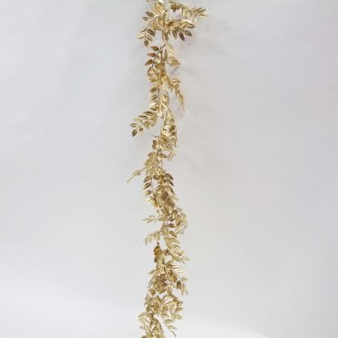 Gold Rattan Leaf Garland 180cm