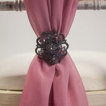 Gunmetal Grey Diamante Flower M4406 6 Pack