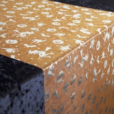 Halloween Organza Fabric Roll Pumpkin Silver 70cm x 10m