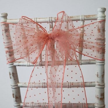 Kimmy Dot Organza Sash Salmon - Pack of 100