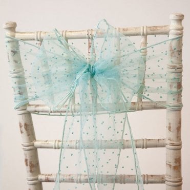 Kimmy Dot Organza Sash Tiffany Blue