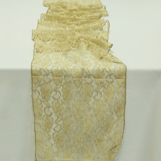 Lace Table Runner Antique Gold