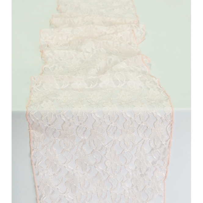 Lace Table Runner Blush Pink