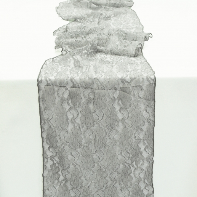 Lace Table Runner Dark Silver