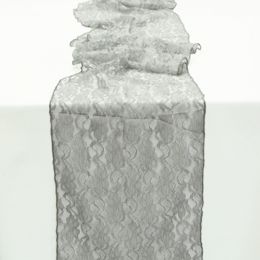 Lace Table Runner Dark Silver
