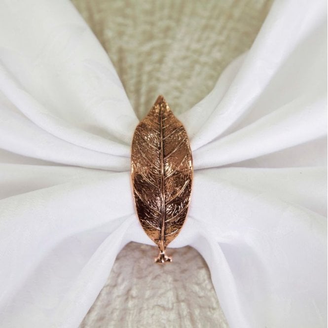 Leaf Napkin Rings Rose Gold Pack of 6