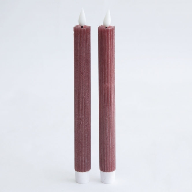 LED Pencil Candle Set of 2 Burgundy