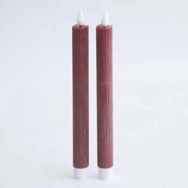 LED Pencil Candle Set of 2 Burgundy
