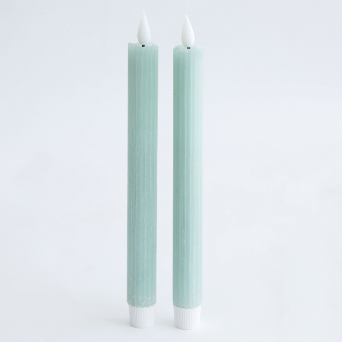 LED Pencil Candle Set of 2 Eucalyptus Green