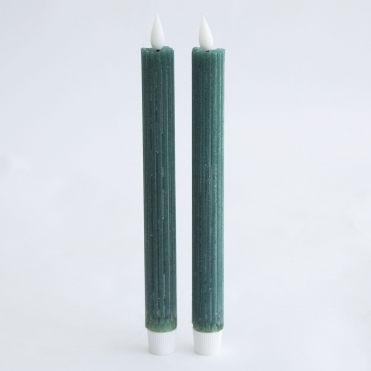LED Pencil Candle Set of 2 Moss Green
