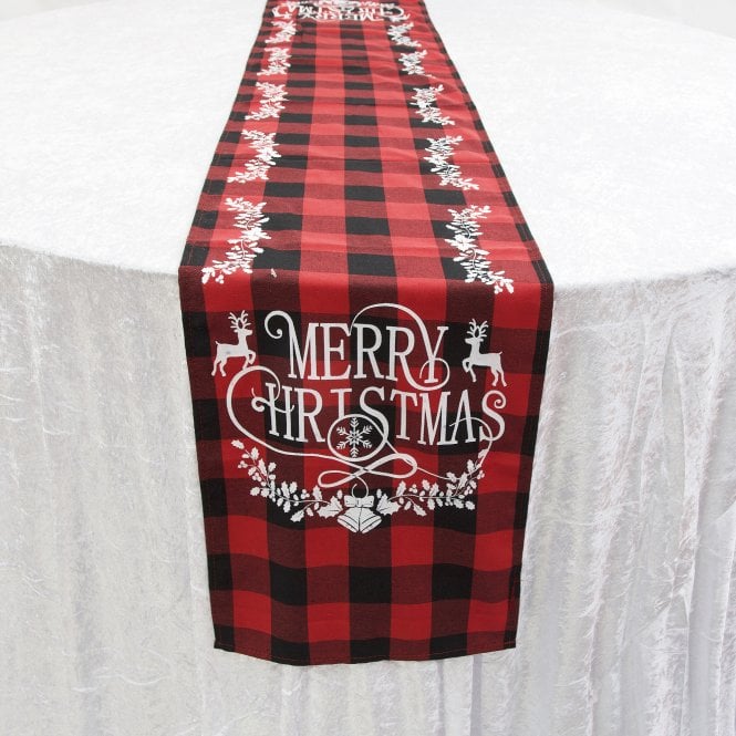 Merry Xmas Tartan Table Runner