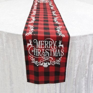 Merry Xmas Tartan Table Runner