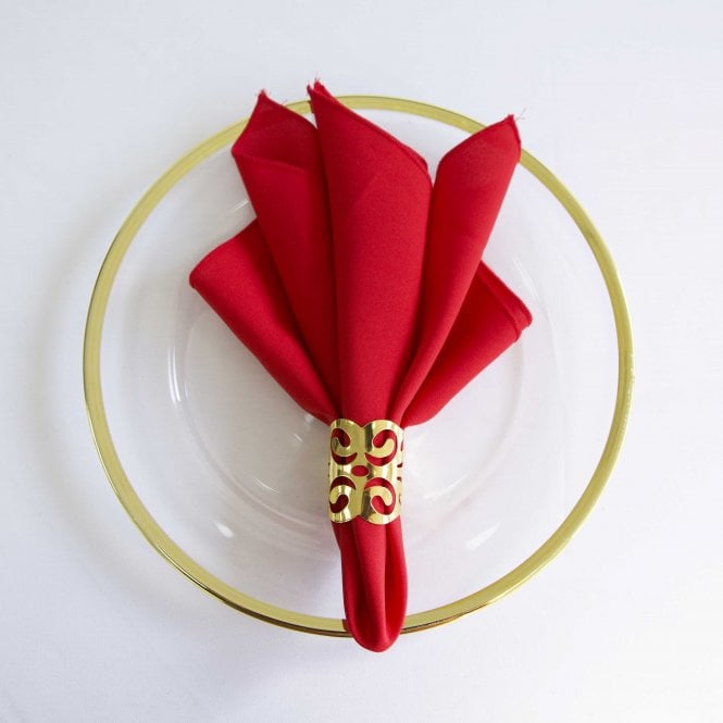 Metal Napkin Rings With Cut Out Design Gold