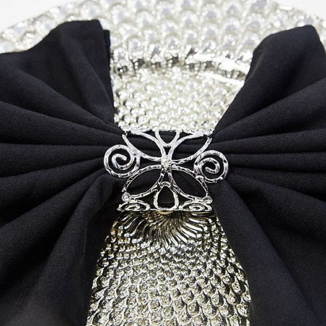 Napkin Ring Silver Spiral / Floral Diamante 5565-1 Silver