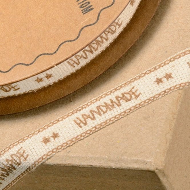 Natural Ribbon Print Hand Made 10mmx10M