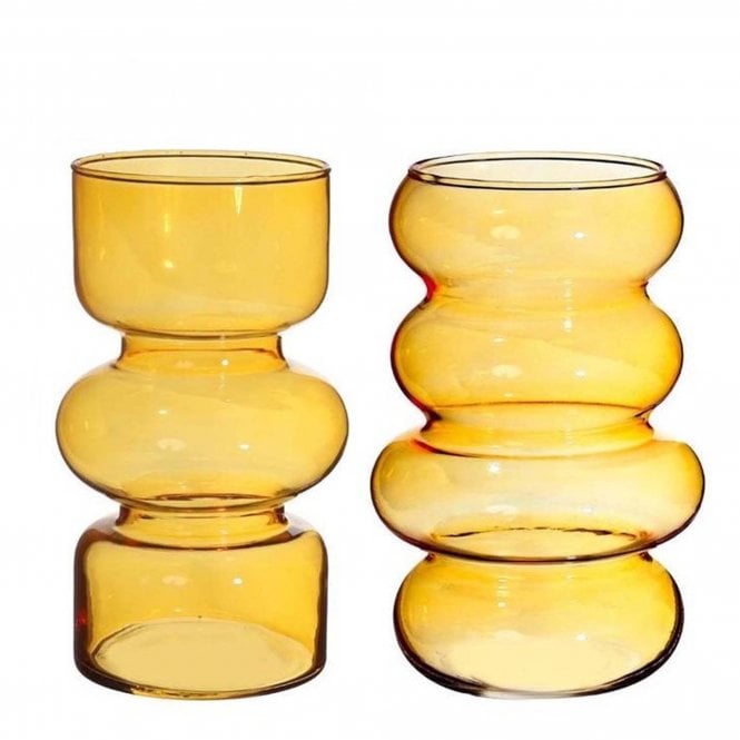 Nordic Bubble Vase Amber Set of 2 18cm