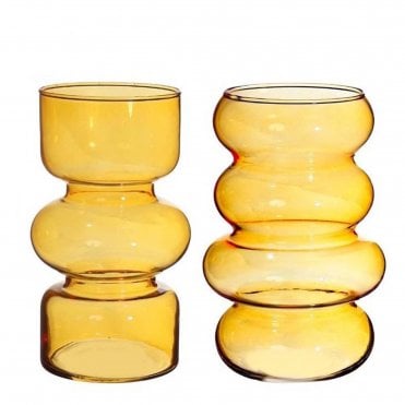 Nordic Bubble Vase Amber Set of 2 18cm