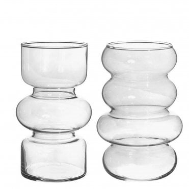 Nordic Bubble Vase Clear Set of 2 18cm