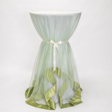 Organza Overlay 90x90 with Lime Taffeta Border