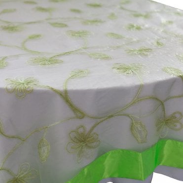Organza Overlay With Satin Border Lime