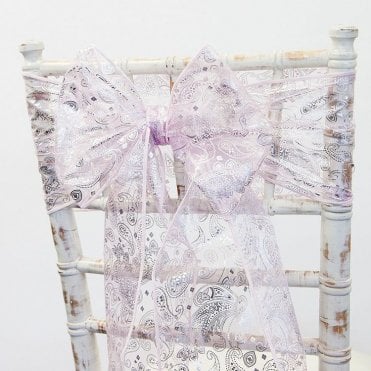 Organza Sash Lilac/Silver Metallic