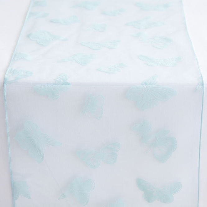 Organza Table Runners Butterfly Light Blue