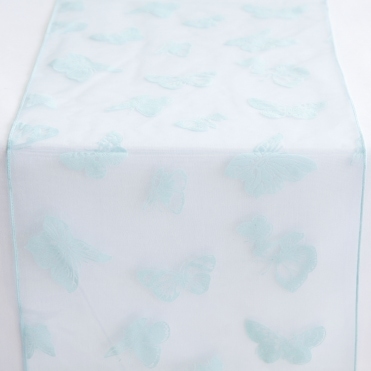 Organza Table Runners Butterfly Light Blue
