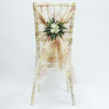 Organza Tie Backs/Hoods Vintage Floral