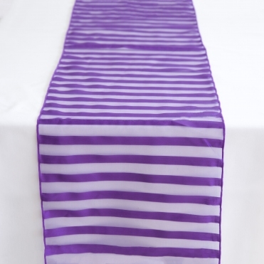Organza Vertical Striped Runner Purple