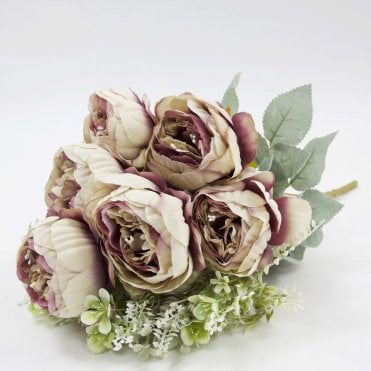 Peony Pongee Grass Bunch 7 Head Dusky Pink