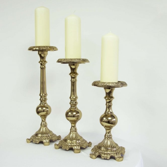 Pillar Candle Holder Antique Gold Set of 3 G-460