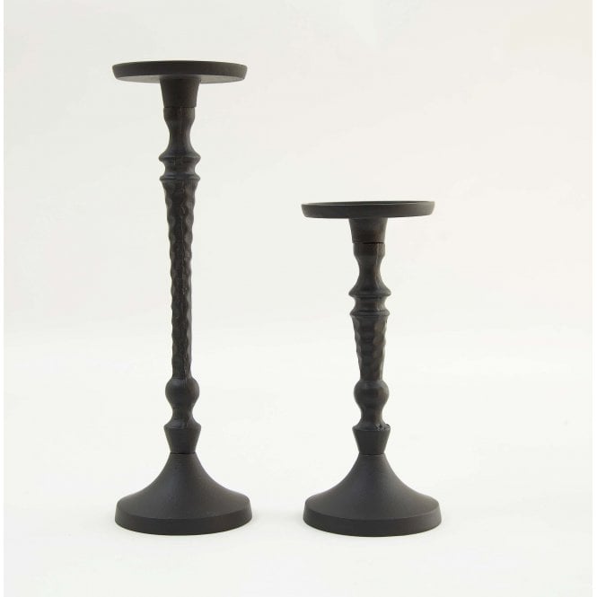 Pillar Candle Holder Black Set of 2 G-7239