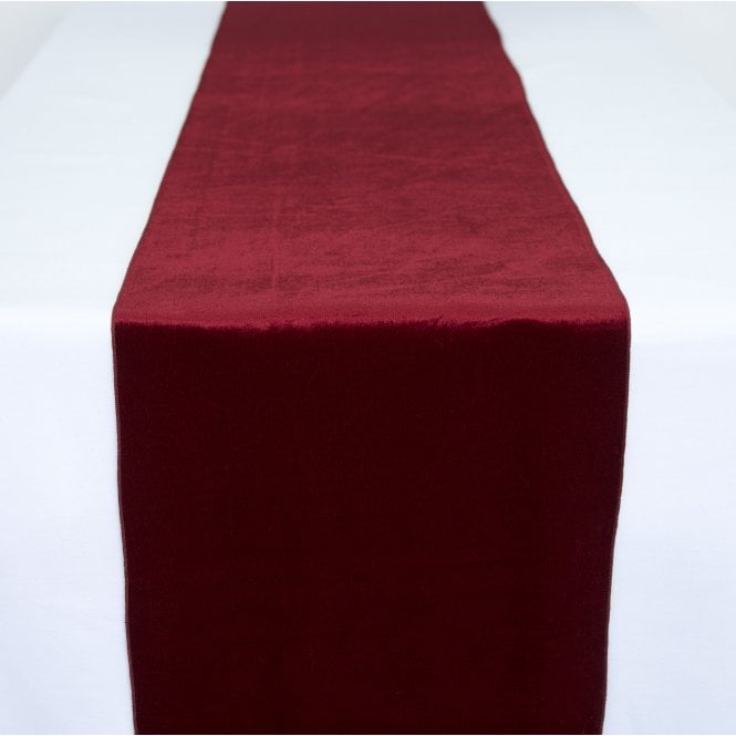 Plain Velvet Table Runners Deep Garnet 35cm x 275cm