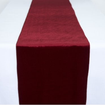 Plain Velvet Table Runners Deep Garnet 35cm x 275cm