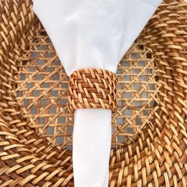 Rattan Napkin Rings 6 Pack Natural