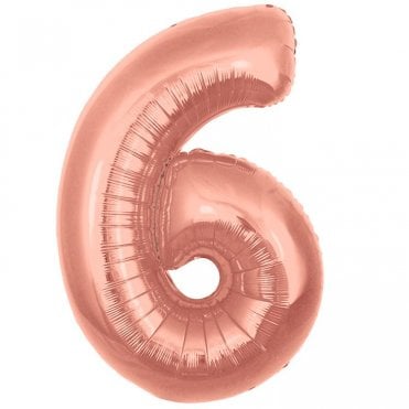 Rose Gold Balloon Number 6