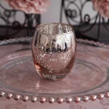 Rose Quartz Glass Tealight Holder Large