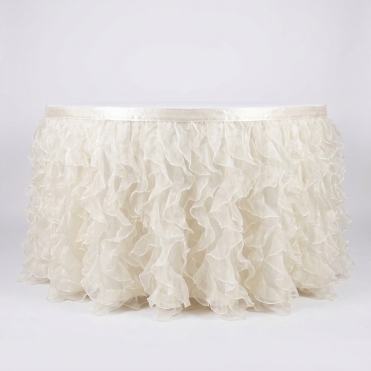 Ruffled Organza Table Skirt Ivory