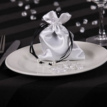 Satin Favour Bags Silver