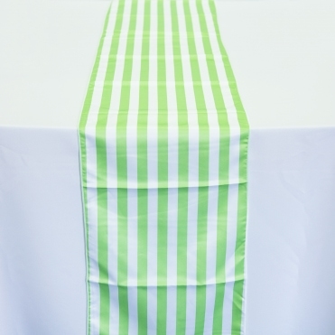 Satin Striped Table Runner White/Green