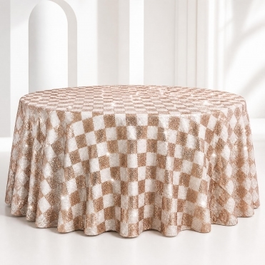Sequin 132 Tablecloth Glitz Champagne Check