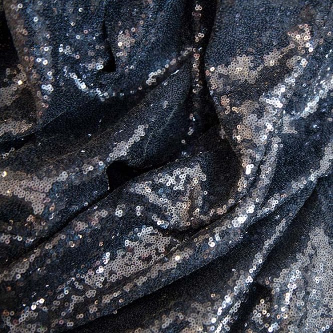 Sequin Fabric Per Metre Navy