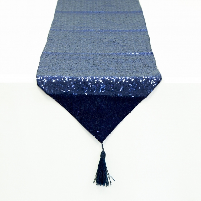 Sequin Table Runner Tassel Royal Blue 30x250cm