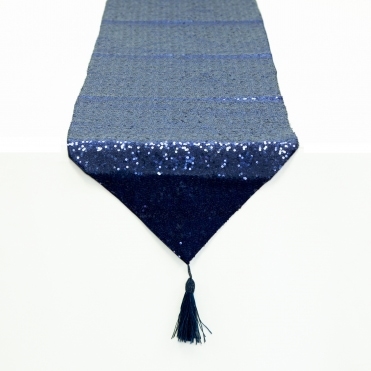 Sequin Table Runner Tassel Royal Blue 30x250cm